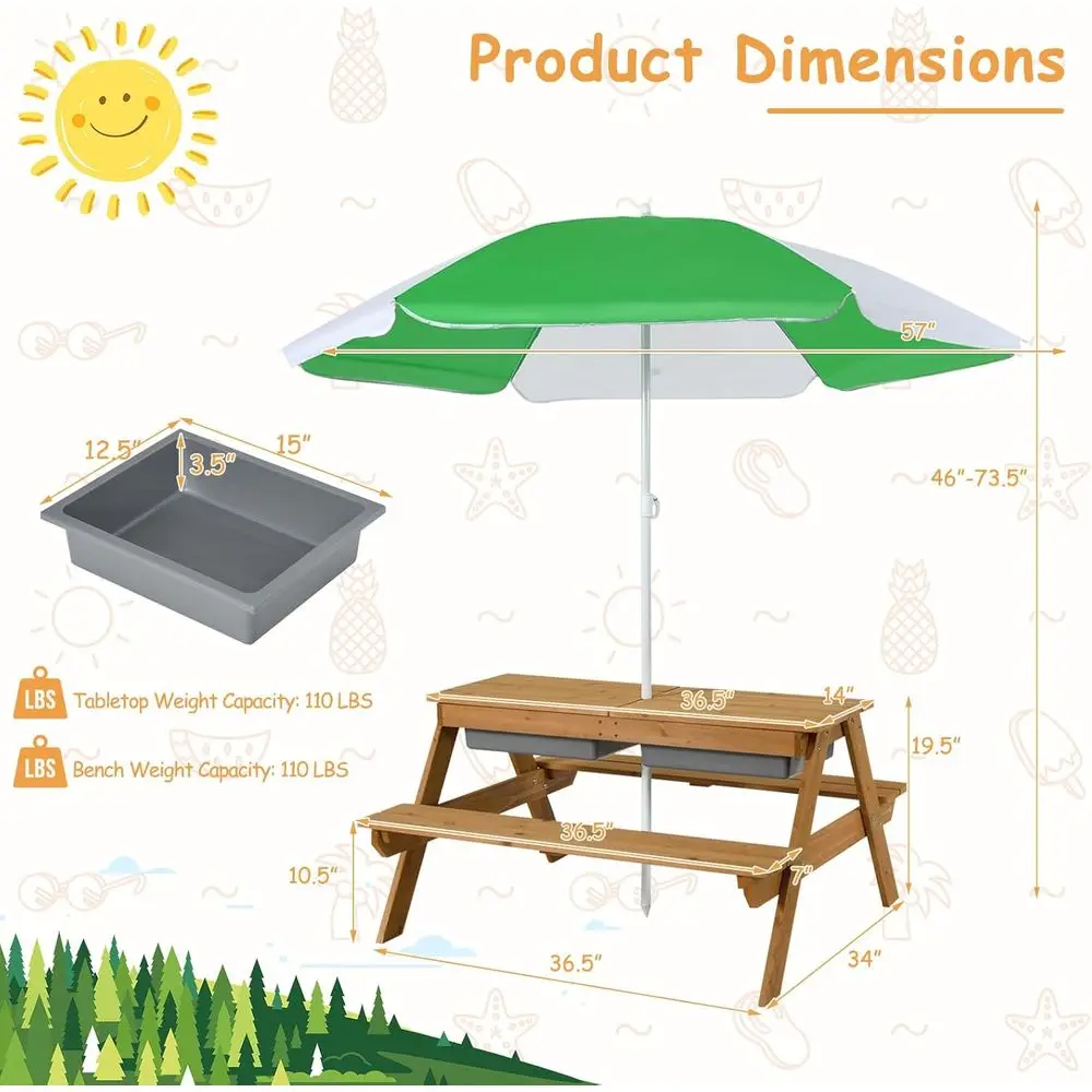 4-in-1 Wooden Sand & Water Pic - огляд і ціна Kids Outdoor Furniture Set
