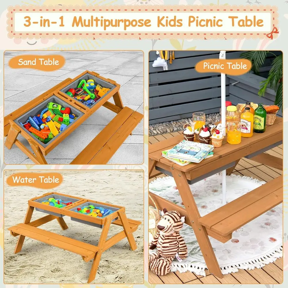 4-in-1 Wooden Sand & Water Pic - огляд і ціна Kids Outdoor Furniture Set